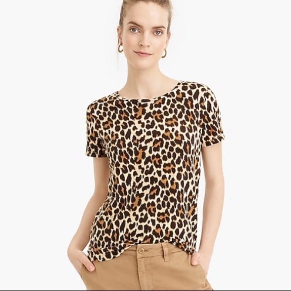 J Crew Cheetah Print Cotton T Shirt